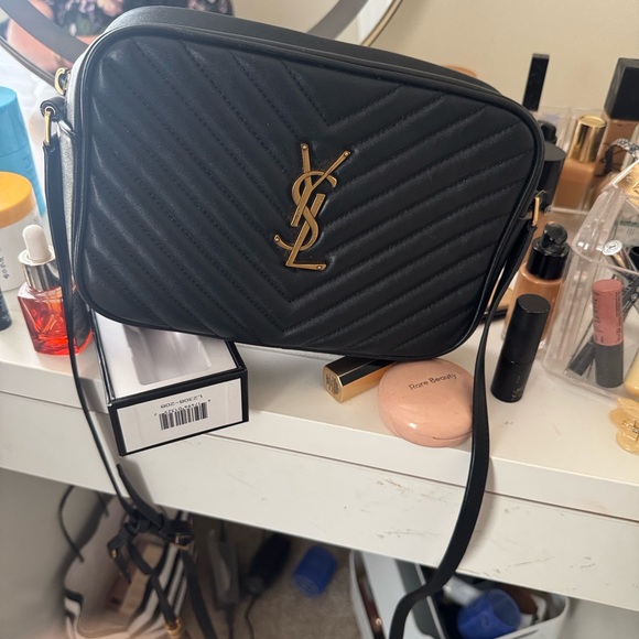 Yves Saint Laurent Black Chevron Crossbody Bag
